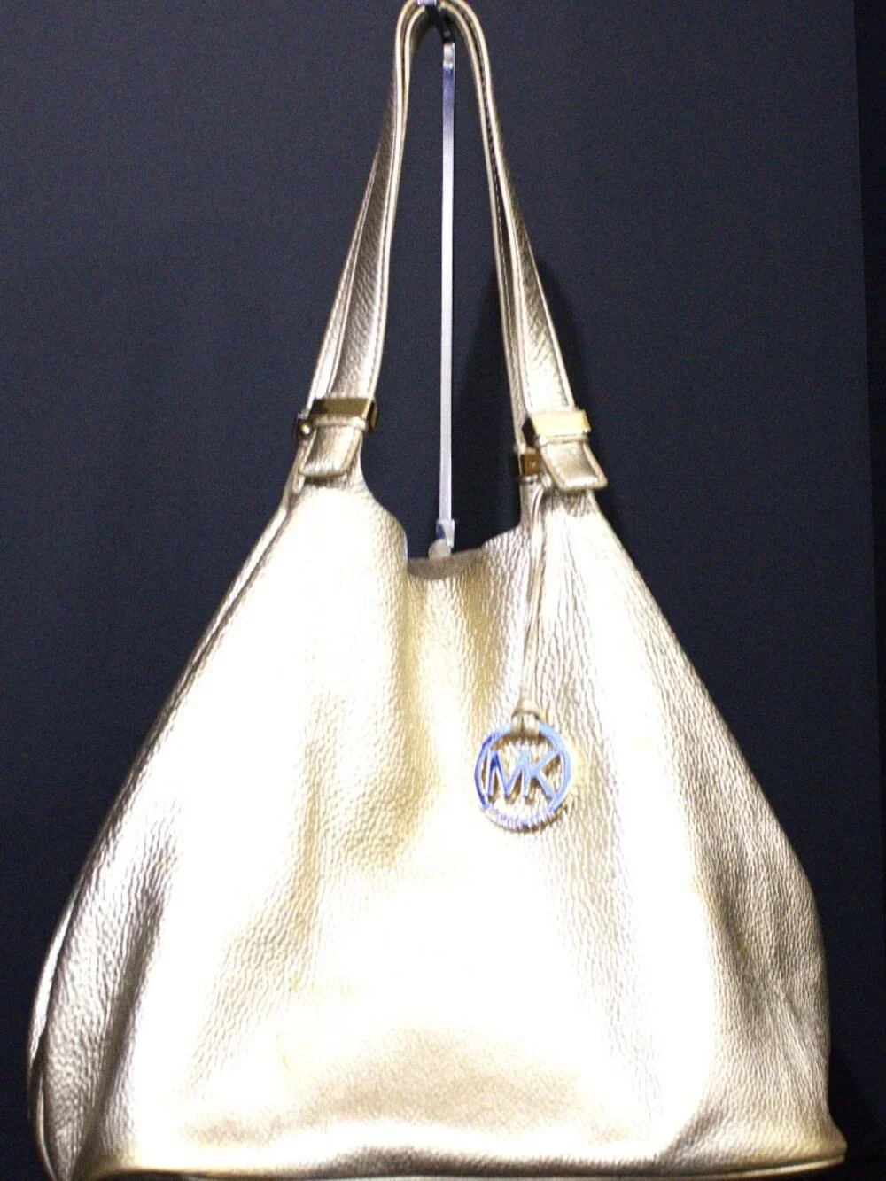 Michael Kors, Gold Leather, Tan Suede, Slouchy Hobo Bag with Gold Hardware